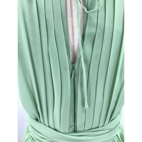 BRIDESMAID SZ 6 M Green Pleated Keyhole Halter Party Formal Maxi Dress New b103 - Picture 5 of 9